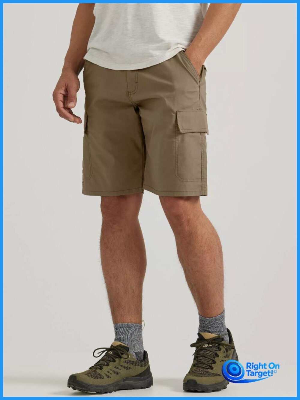 Size 46 - Wrangler Mens Big Tall ATG Flex 10in Cargo Shorts - Elmwood